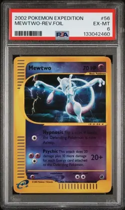 2002 POKEMON EXPEDITION #56 MEWTWO-REVERSE FOIL PSA 6 - Image 1