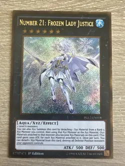 Yu-Gi-Oh! Frozen Lady Justice PGL2-EN018 Gold Secret Rare 1st Edition LP - Image 1