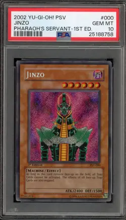 Yu-Gi-Oh! Jinzo Pharaoh's Servant 1st Edition Secret Rare PSV-000 PSA 10 - Image 1
