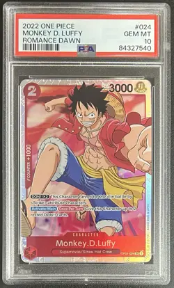 2022 One Piece Romance Dawn OP01-024 Monkey D. Luffy PSA 10 Gem Mint English - Image 1