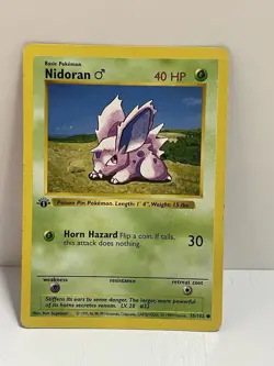 Pokemon Wotc Tcg Vtg Nidoran M 055/102 Base Set (Shadowless) Regular MP - Image 1