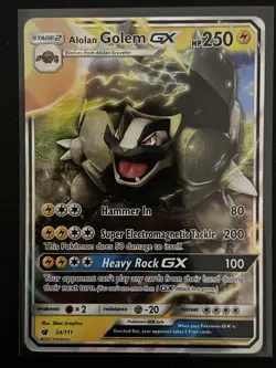 Alolan Golem GX 34/111 Ultra Rare Crimson Invasion Set Pokemon Card - Image 1