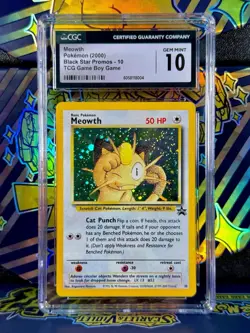 Pokemon Meowth #10 Game Boy Black Star Promo Holo CGC Gem Mint 10 - Image 1