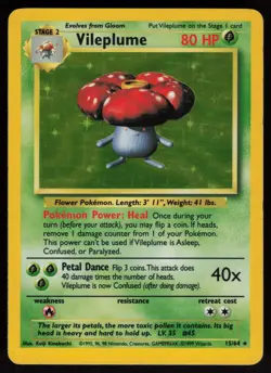 Vileplume 15/64 Rare Jungle Holo NO SYMBOL ERROR Pokemon - Image 1