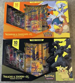 2 Sealed Pokemon GX Premium Collection Boxes Reshiram Charizard Pikachu Zekrom - Image 1