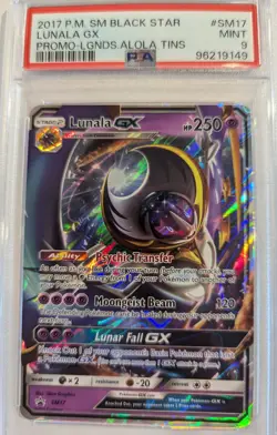 2017 Pokemon Promos Legends Aloha Tins BSP Lunala GX FA #SM17 PSA 9 Mint - Image 1