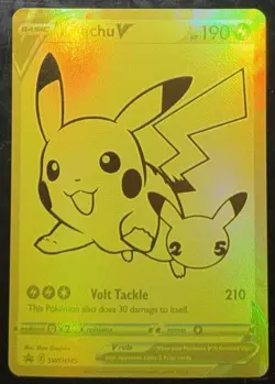Pikachu V #SWSH145 Pokemon Celebrations 2021 Black Star Gold Promo - Image 1
