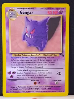 Pokemon Card - Gengar Non Holo Rare 20/62 Fossil Set WOTC LP/NM - Image 2