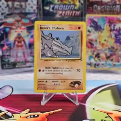 Brock's Rhyhorn 70/132 Gym Heroes Unlimited Pokemon Card Common NM - Image 1