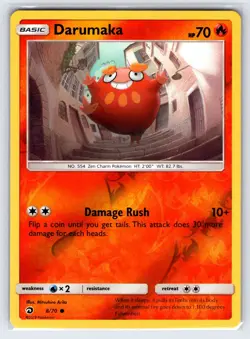 Darumaka 8/70 2017 S&M Dragon Majesty Pokemon Card Reverse Holo Common - Nm/Vlp - Image 1