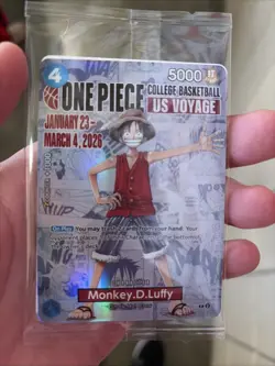 One Piece Monkey D. Luffy College Basketball US Voyage Promo Card SHIPS TODAY! - Image 1