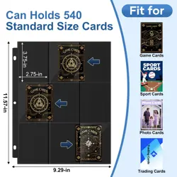 30 Pack 9 Pocket Page Protector,540 Pockets Black Card Binder Sheets, Trading... - Image 2