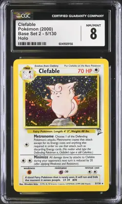CGC 8 NM MINT Clefable 5/130 Base Set 2 Holo Rare Vintage 2000 Clefable Pokemon - Image 1