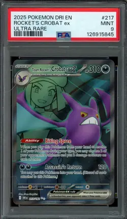 Team Rocket's Crobat ex Pokemon 2025 SV Destined Rivals Ultra Rare 217/182 PSA 9 - Image 1