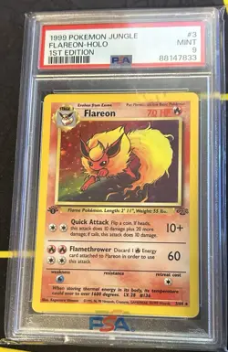 Pokemon Flareon Holo Rare Jungle 1st Edition 3/64 PSA 9 - Image 1