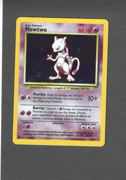 Mewtwo Base Set Holo Rare Card 10/102 Vintage Pokemon - Image 1