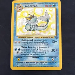 Pokemon TCG Vaporeon Holo Rare Card 12/64 Jungle Vintage 1999 LP - Image 1