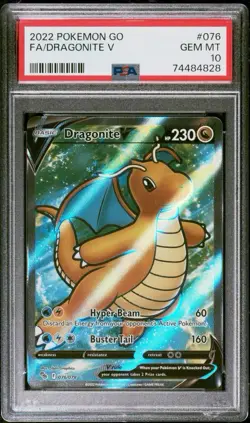 PSA 10 2022 DRAGONITE V POKEMON GO 076/078 FULL ART Pokemon Card - Image 1
