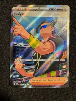 Judge Full Art Trainer Rare Destined Rivals 222/182, NM Pokemon Card - Image 1