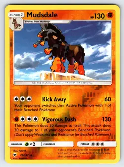 Mudsdale 78/147 2017 S&M Burning Shadows Pokemon Card TCG Reverse Holo Rare - Nm - Image 1