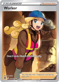 Pokemon Worker (Full Art) NM 1st Edition Normal SWSH12: Silver Tempest - Image 1