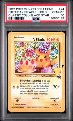 2021 POKEMON CELEBRATIONS CLASSIC COLL #24 BIRTHDAY PIKACHU-HOLO PSA 10 - Image 1