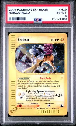 2003 POKEMON SKYRIDGE #H26 RAIKOU-HOLO PSA 8 - Image 1