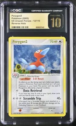 CGC 10 PRISTINE Porygon2 EX Unseen Forces 12/115 Reverse Holo Stamped Pokemon - Image 1