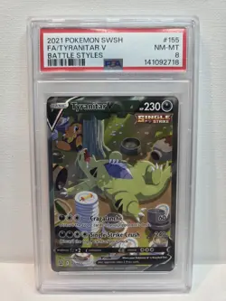 Tyranitar v Alternate Full Art Holo Card 155/163 PSA 8 New Cert - Image 1
