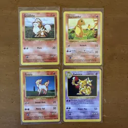 Lot of 4 Base Set Pokemon Cards LP/NM (Charmander,Growlithe,Kadabra&Ponyta) - Image 1