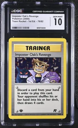 2000 POKEMON ROCKET 1ST EDITION 76/82 IMPOSTER OAK'S REVENGE PSA CGC 10 LOW POP - Image 1