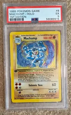 1999 Pokemon Machamp - 1st Edition Base Set Holo #8/102 - PSA 5 (EX) - Image 1