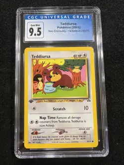 Pokemon Teddiursa 65/75 from Neo Discovery 1st Edition in a CGC 9.5 (now a 10)! - Image 1