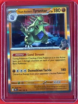 2025 Pokemon Destined Rivals Team Rocket's Tyranitar #096/182 - Holo - Image 1