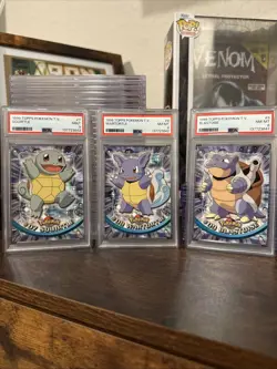 1999 Topps Pokemon TV Complete Set of Squirtle, Wartortle, and Blastoise PSA 9-8 - Image 1