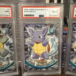 1999 Topps Pokemon TV Complete Set of Squirtle, Wartortle, and Blastoise PSA 9-8 - Image 3
