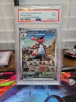 2025 Pokemon Black Bolt BLK En Krookodile Illustration Rare #137 PSA 9 Mint - Image 1