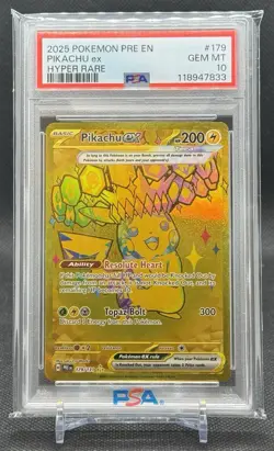 2025 POKEMON PRE EN-PRISMATIC EVOLUTIONS 179 PIKACHU EX HYPER RARE PSA 10 - Image 1