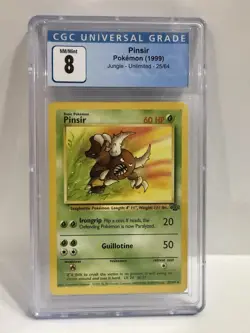 Pokemon TCG - Pinsir 1999 Jungle Unlimited #25/64 - Holo - Rare CGC NM/Mint 8 🔥 - Image 1