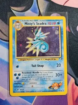 Misty's Seadra 9/132 HOLO PRERELEASE Gym Heroes Challenge Pokemon TCG WOTC MP - Image 1