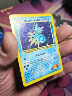 Misty's Seadra 9/132 HOLO PRERELEASE Gym Heroes Challenge Pokemon TCG WOTC MP - Image 3