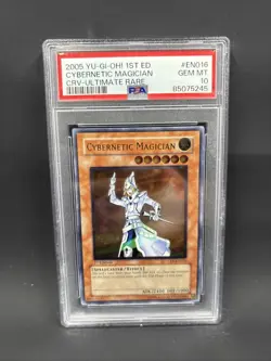 2005 Yu-Gi-Oh! 1st Edition Cybernetic Magician Ultimate Rare EN016 PSA GEM MT 10 - Image 1