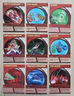 Bakugan Card - Lot of 9 Red Ability Cards - Dan and Marucho Dan's Launcher - Image 1