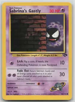 Pokemon Card Sabrina's Gastly (96) Common Gym Challenge 096/132 - Image 1
