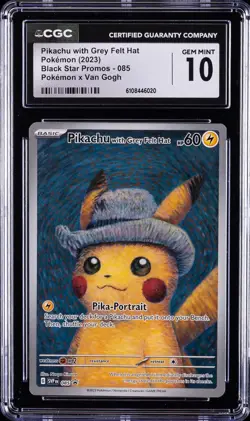 2023 POKEMON BLACK STAR PROMOS #085 PIKACHU WITH GREY FELT HAT CGC 10 GEM MINT - Image 1
