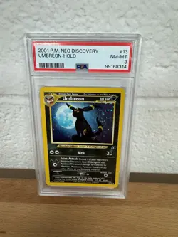 Holo Swirl Umbreon 13/75 Neo Discovery PSA 8 New Cert - Mint- Pokemon TCG WoTC - Image 1