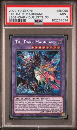 2022 YU-GI-OH! LEGEND DUELISTS: SEASON 3 #EN090 THE DARK MAGICIANS PSA 9 - Image 1