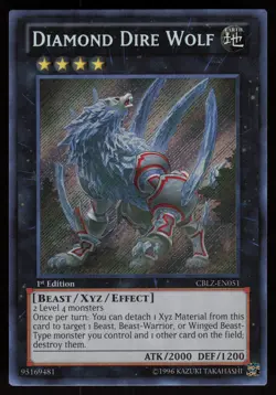 Diamond Dire Wolf CBLZ-EN051 Secret Rare Cosmo Blazer 1st Edition Yu-Gi-Oh - Image 1