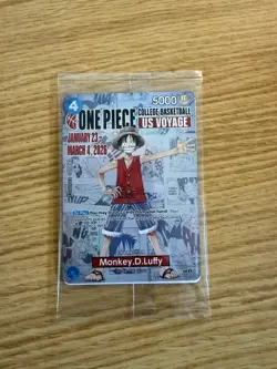 Bandai Namco One Piece CCG Monkey.D.Luffy US Voyage Promo Holo Card - Image 1