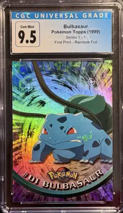 1999 Topps Pokemon Bulbasaur Rainbow Foil - CGC 9.5 Blue Label - 1/1 FOIL ERROR - Image 1